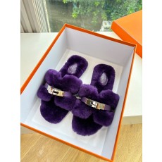 에르메스(Hermes) 양털 퍼 슬리퍼 신발