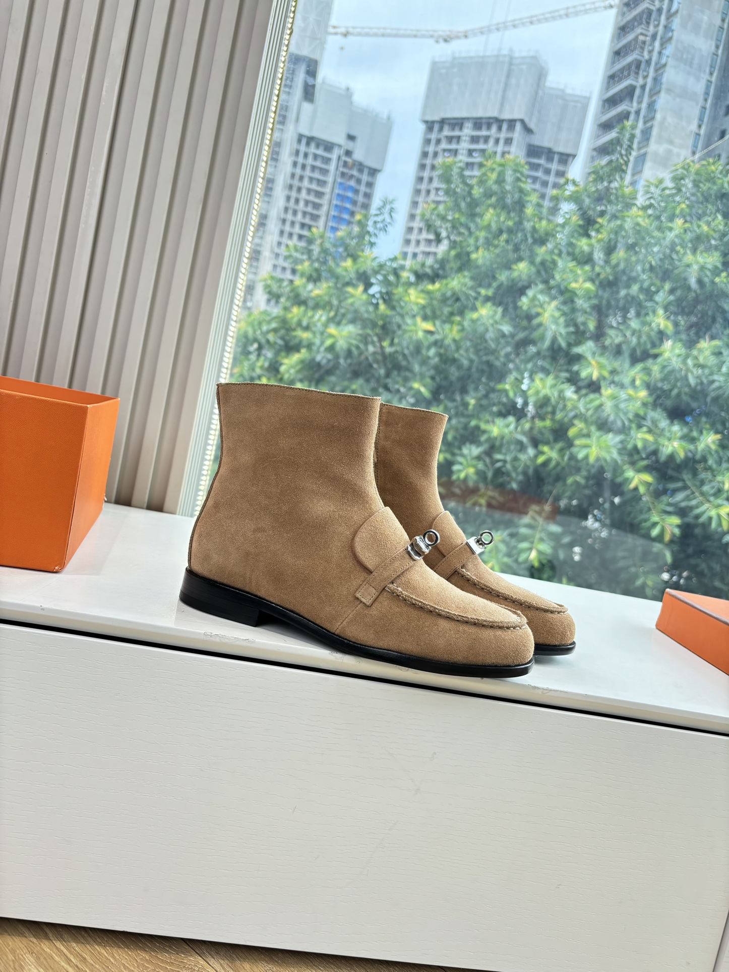 Hermes 에르메스 Kelly 버클 빈티지 플랫 앵클부츠 신발