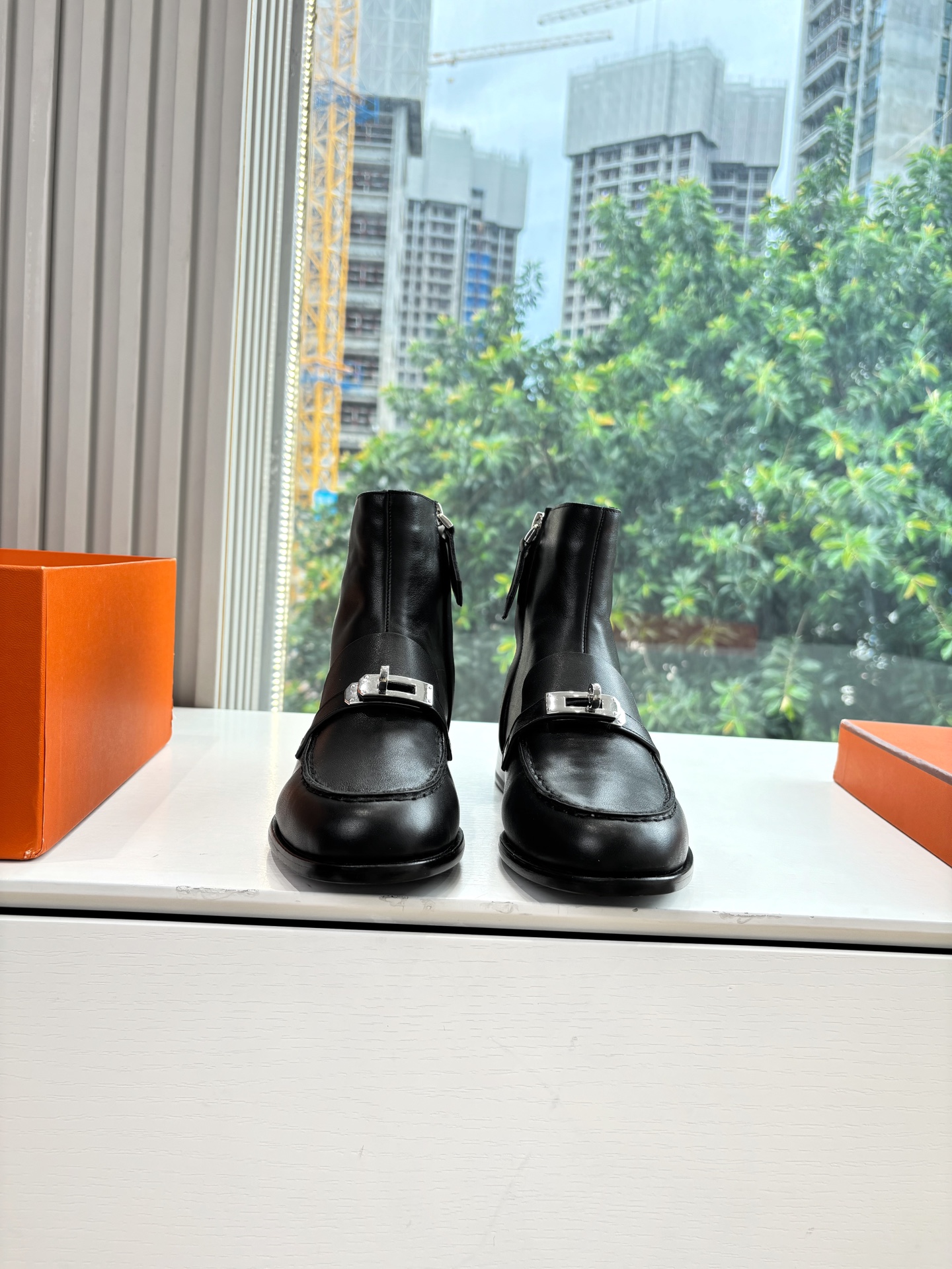 Hermes 에르메스 Kelly 버클 빈티지 플랫 앵클부츠 신발