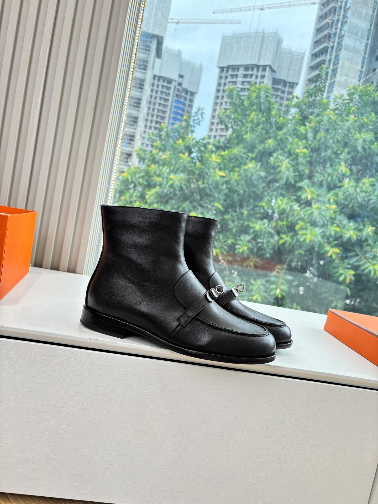 Hermes 에르메스 Kelly 버클 빈티지 플랫 앵클부츠 신발