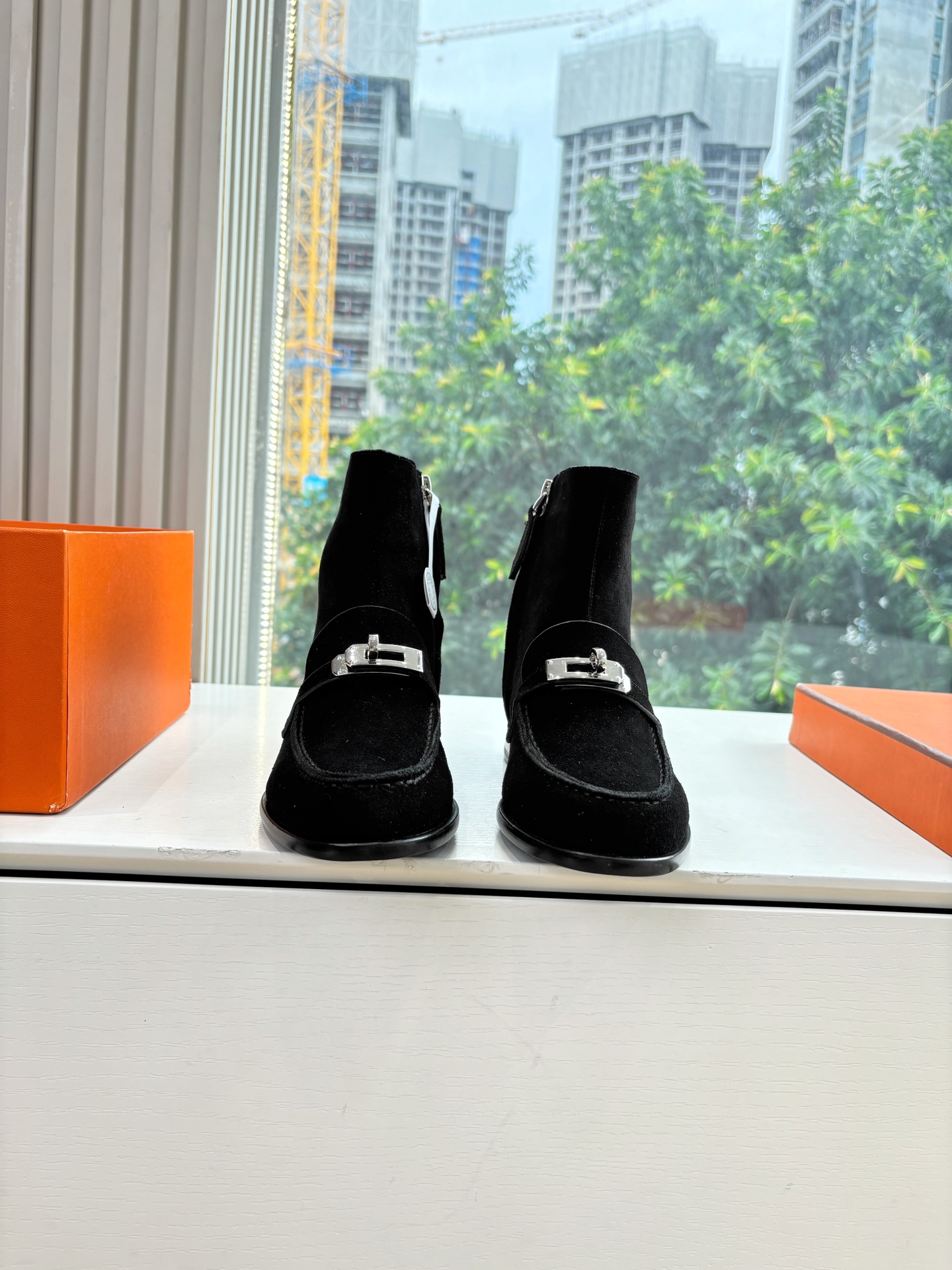 Hermes 에르메스 Kelly 버클 빈티지 플랫 앵클부츠 신발