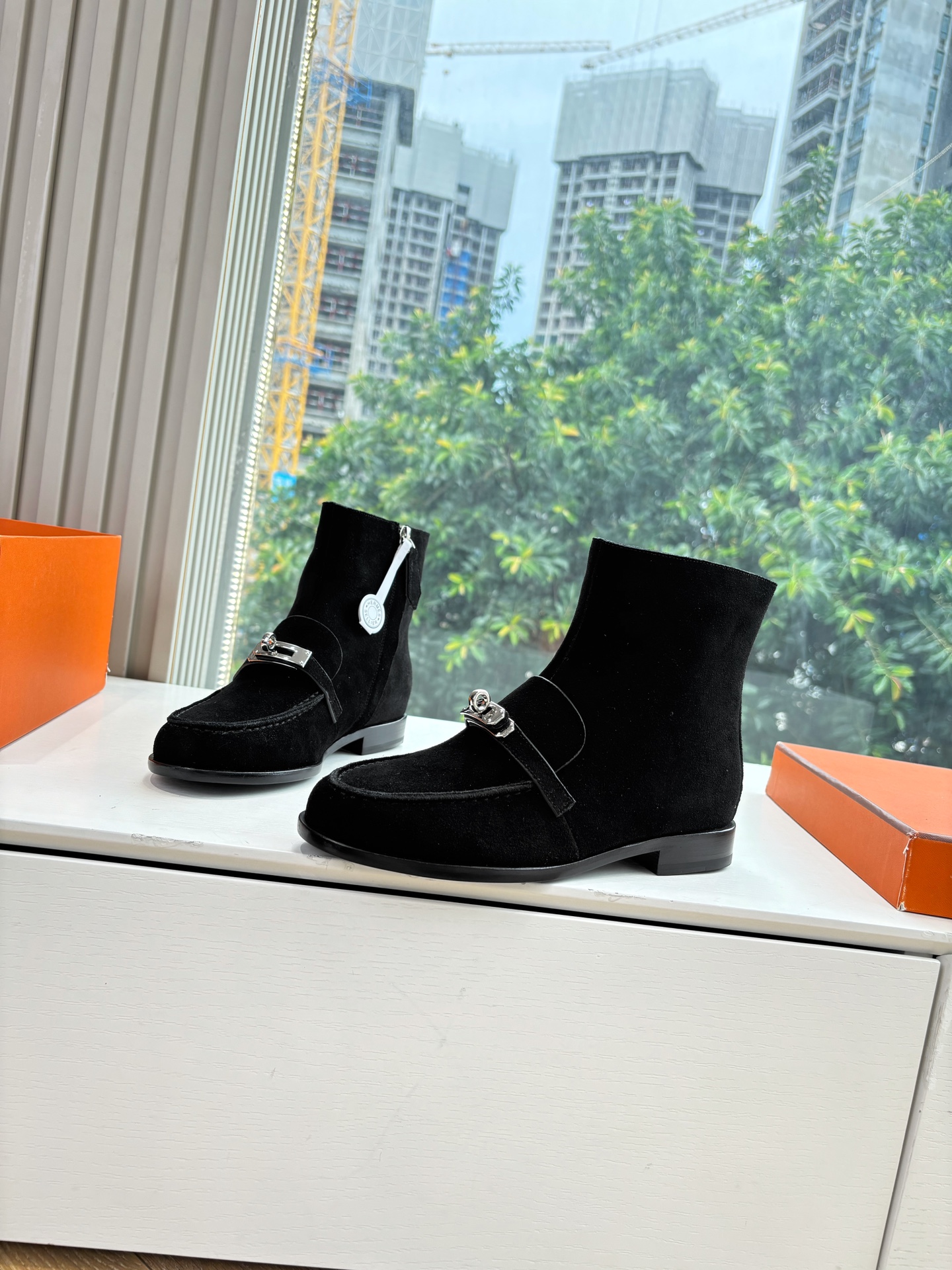 Hermes 에르메스 Kelly 버클 빈티지 플랫 앵클부츠 신발