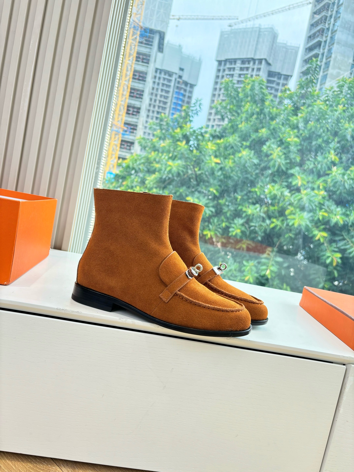 Hermes 에르메스 Kelly 버클 빈티지 플랫 앵클부츠 신발