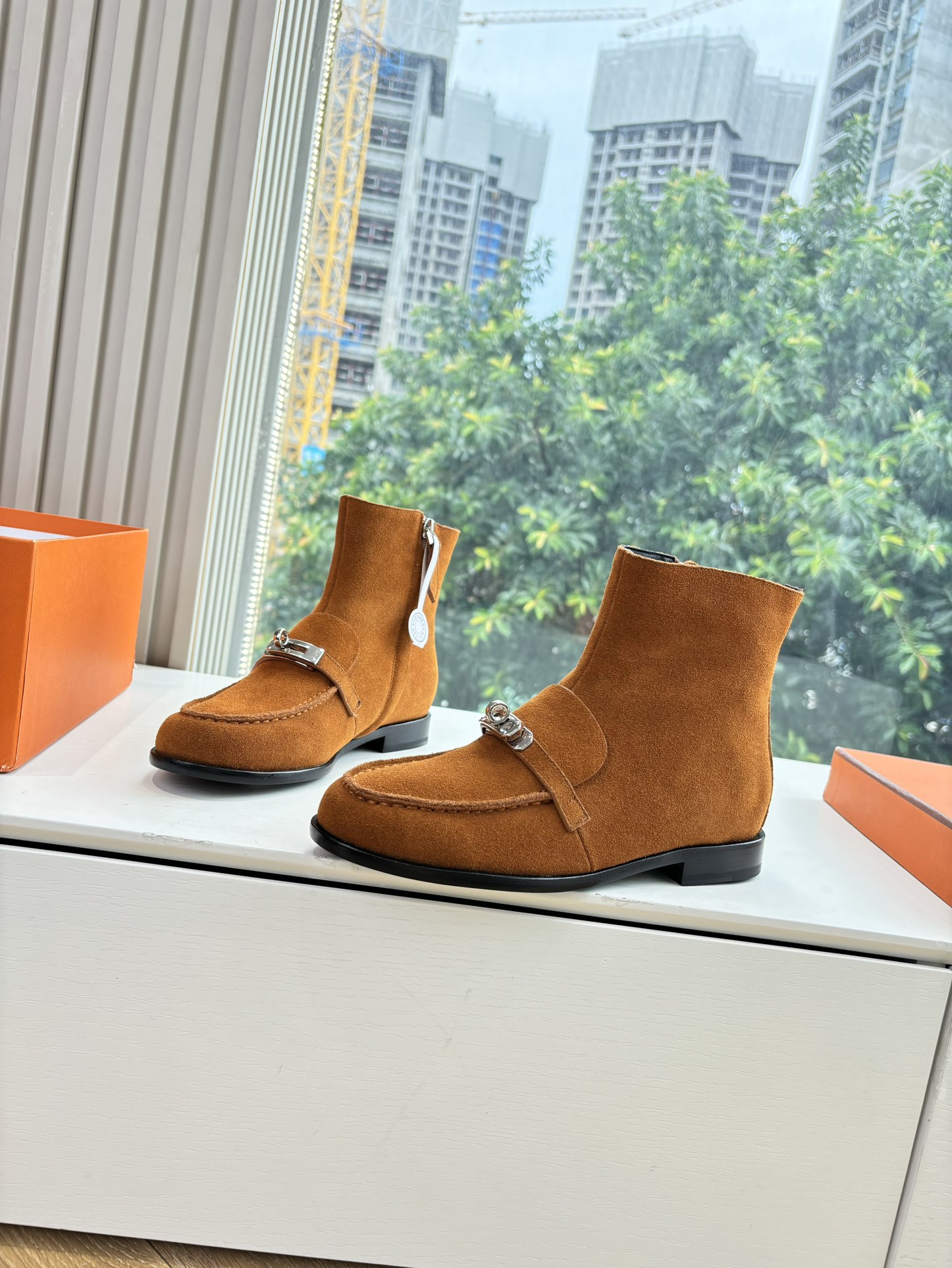 Hermes 에르메스 Kelly 버클 빈티지 플랫 앵클부츠 신발