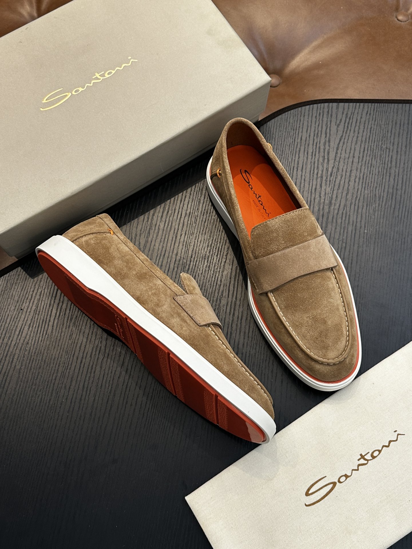 Santoni 산토니 남성 수제 송아지 가죽 슈즈 로퍼 신발