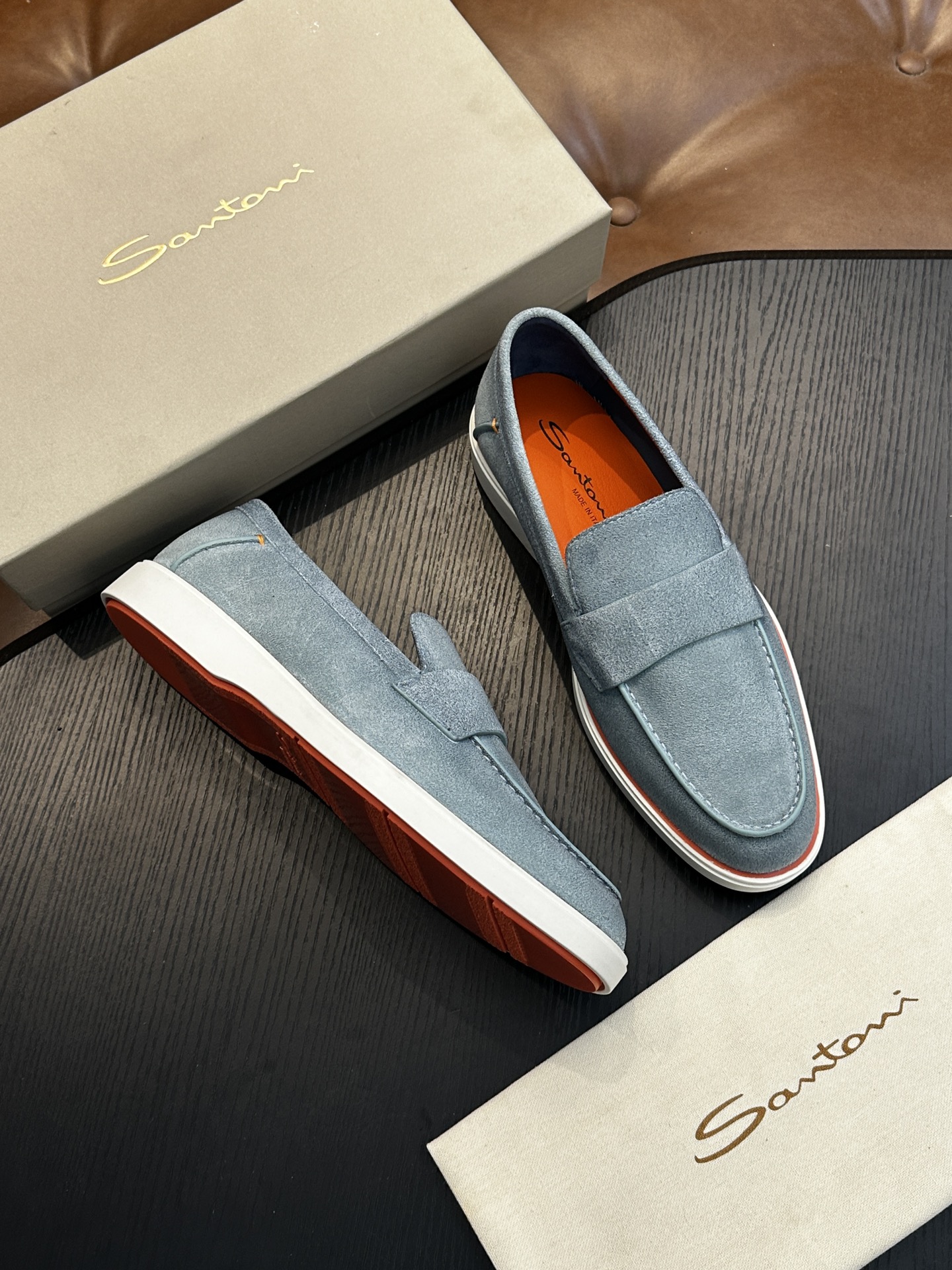 Santoni 산토니 남성 수제 송아지 가죽 슈즈 로퍼 신발