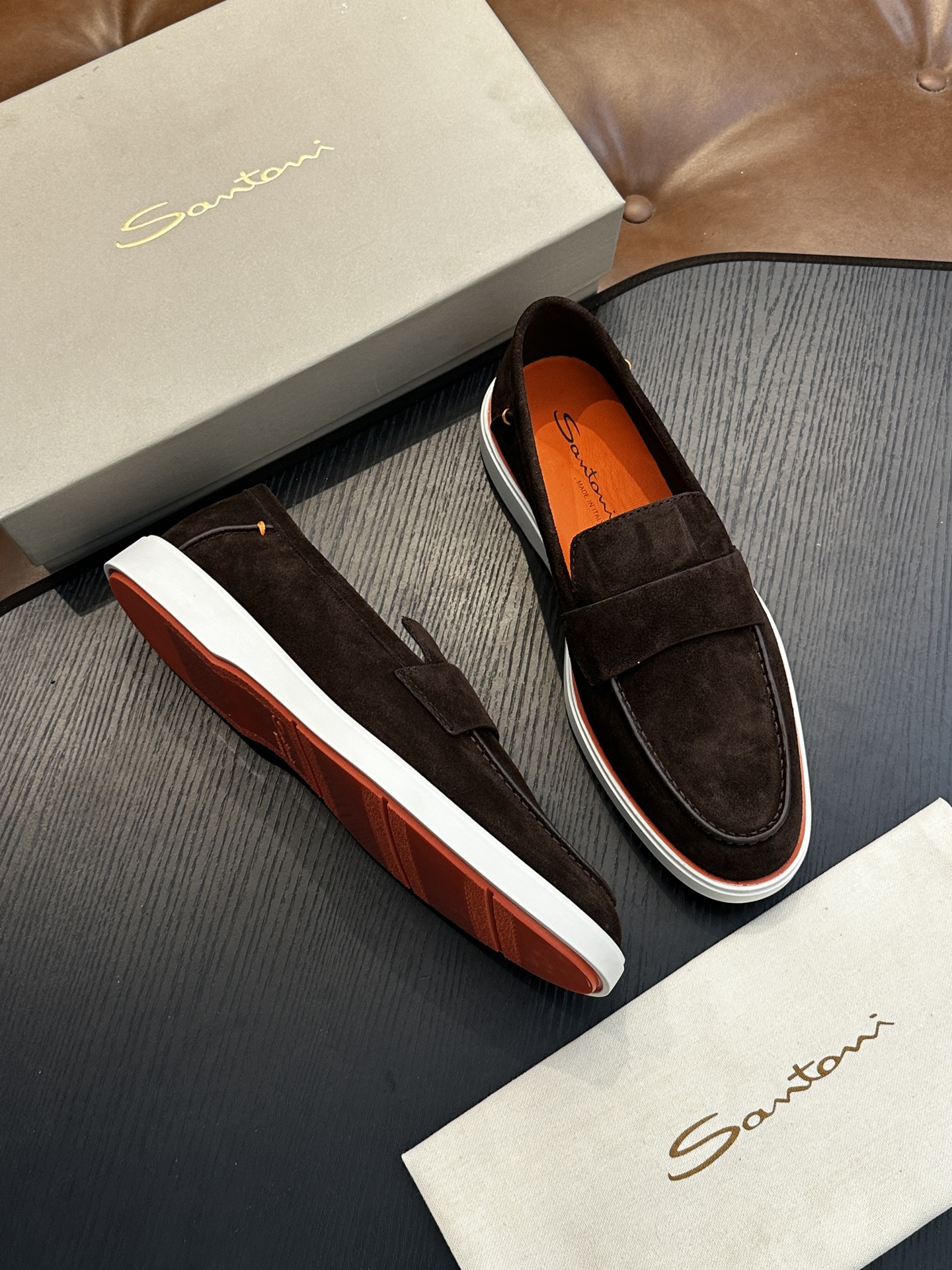 Santoni 산토니 남성 수제 송아지 가죽 슈즈 로퍼 신발