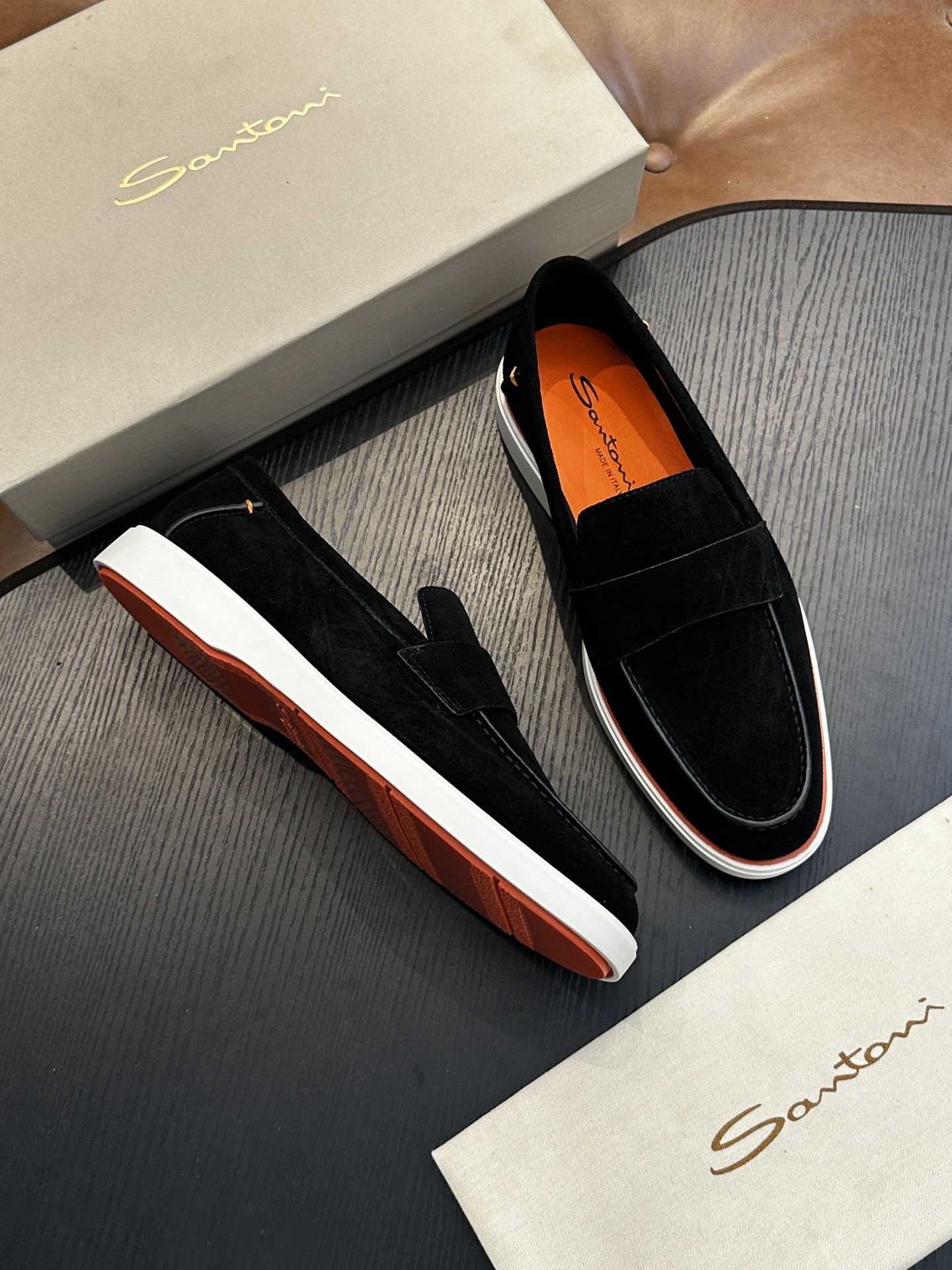 Santoni 산토니 남성 수제 송아지 가죽 슈즈 로퍼 신발