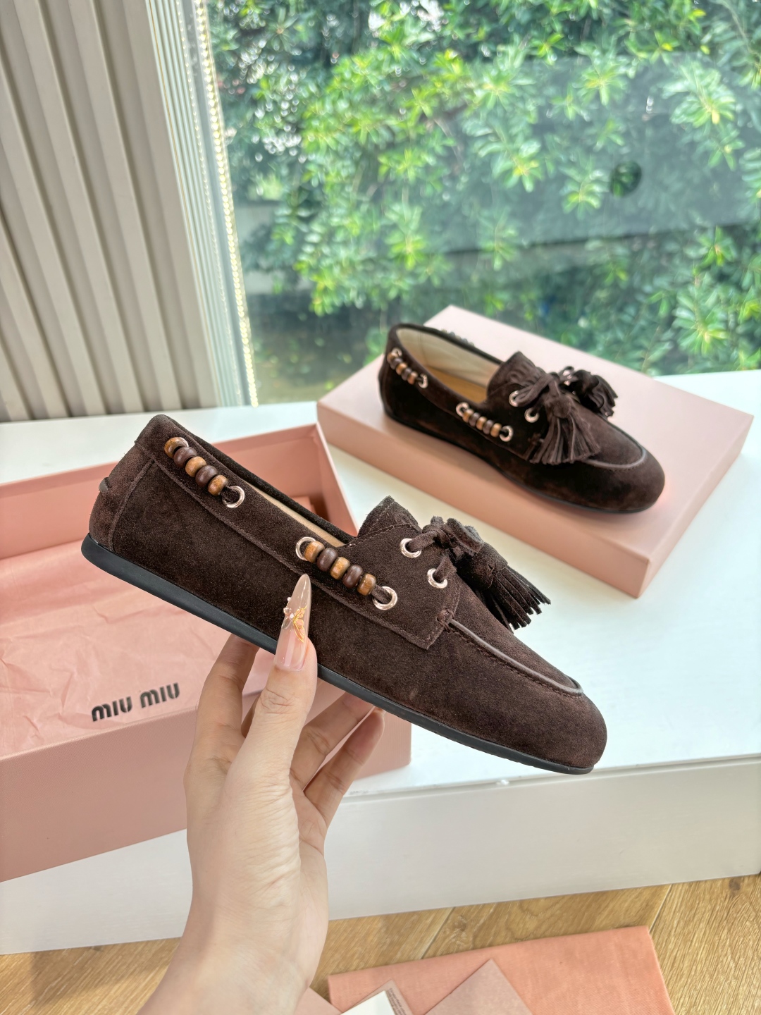 MiuMiu 미우미우 스웨이드 덱슈즈 로퍼 신발