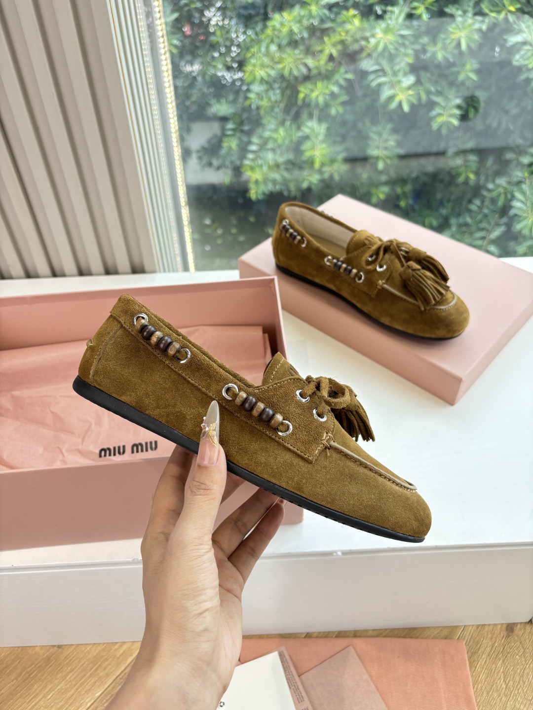 MiuMiu 미우미우 스웨이드 덱슈즈 로퍼 신발