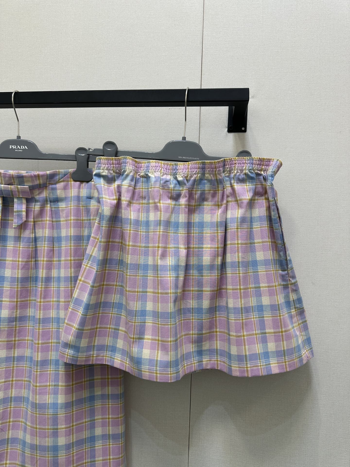 Prada 벌룬 체크 미니스커트 치마 의류