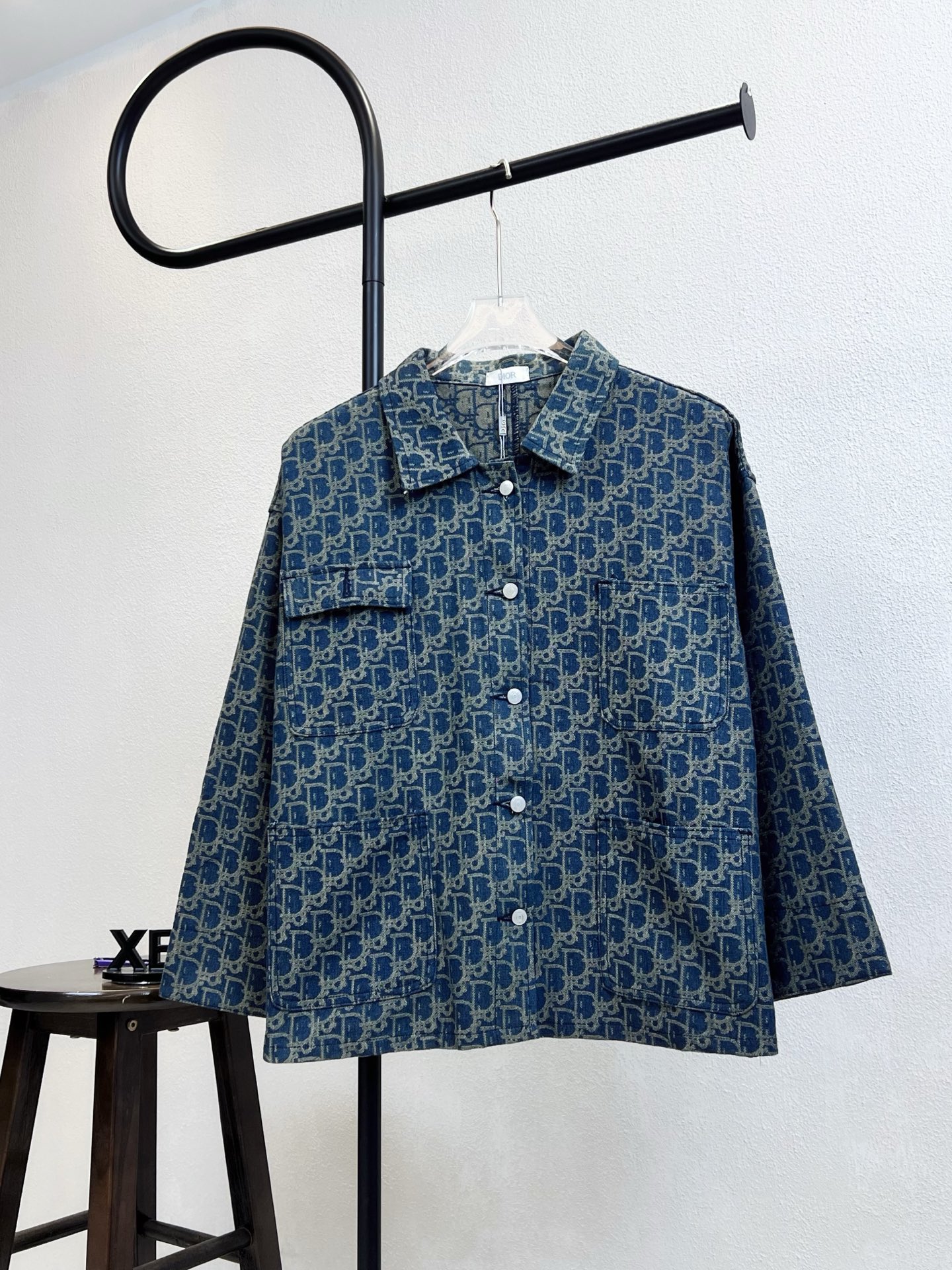 DIOR CD 디올 모노그램 올오버 로고 워싱 데님 재킷 의류