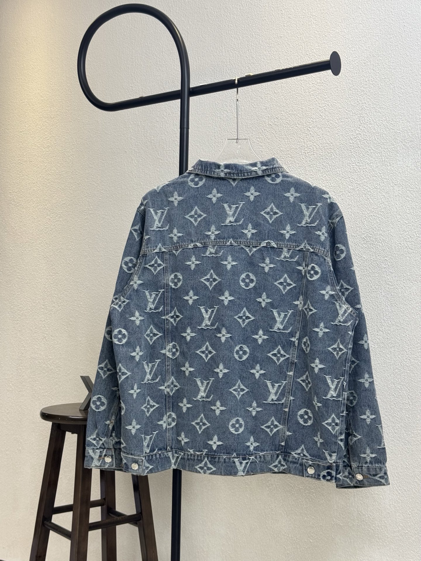 Louis Vuitton LV 루이비통 풀 프린트 자카드 디스트로이드 워시드 데님 재킷 의류