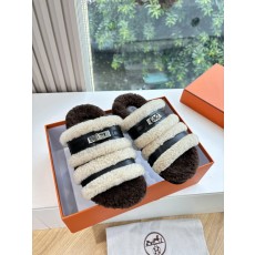 HERMES 에르메스 양털 퍼 슬리퍼 신발