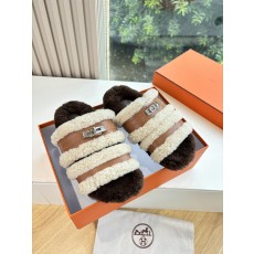HERMES 에르메스 양털 퍼 슬리퍼 신발