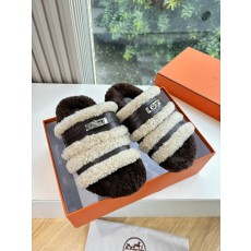 HERMES 에르메스 양털 퍼 슬리퍼 신발