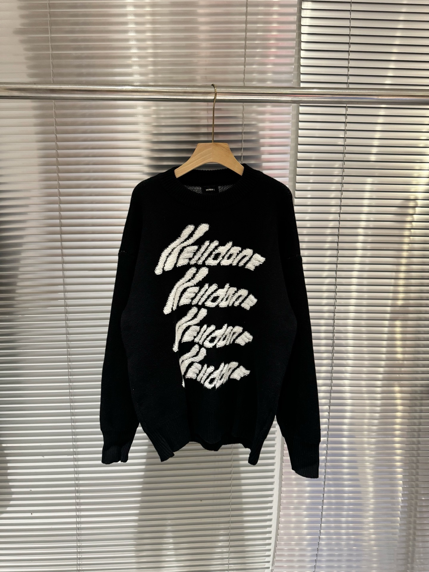 WE11DONE 웰던 컬렉션 자카드 로고 라운드넥 니트 스웨터 의류