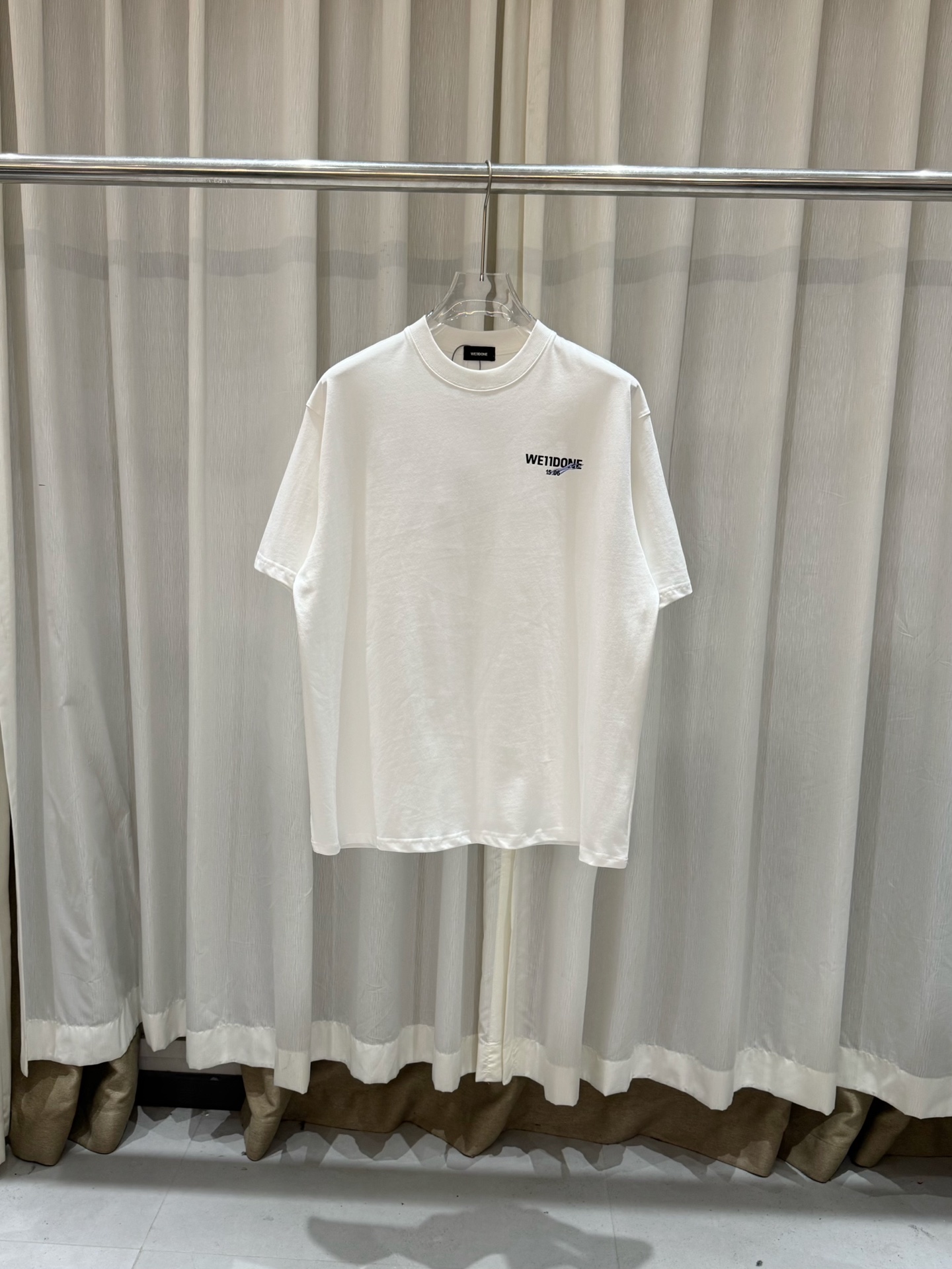 WE11DONE 웰던 MOON 시리즈 웨이브 로고 프린트 반팔 티셔츠 의류