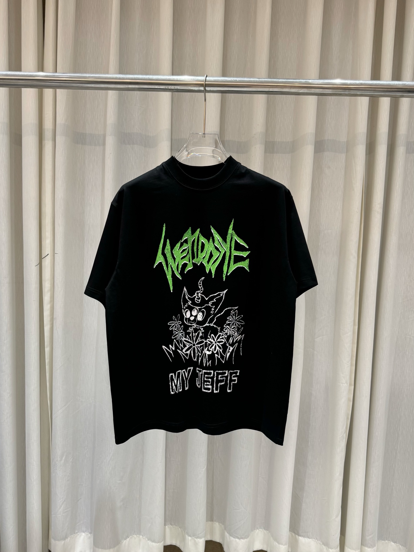 WE11DONE 웰던 고딕 스타일 몬스터 스케치 프린트 반팔 티셔츠 의류