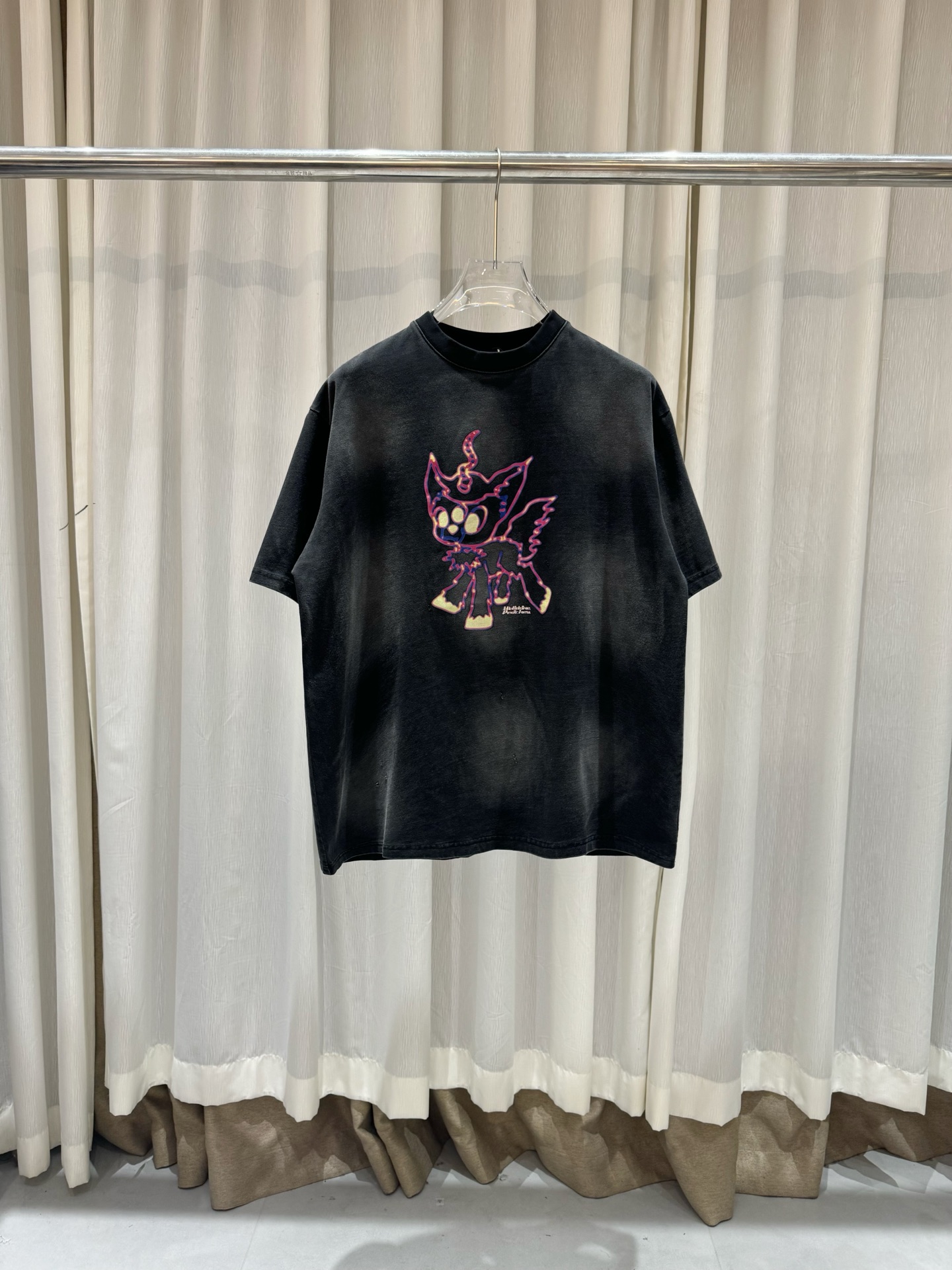 Welldone 웰던 몬스터 프린트 워시드 빈티지 반팔 티셔츠 의류