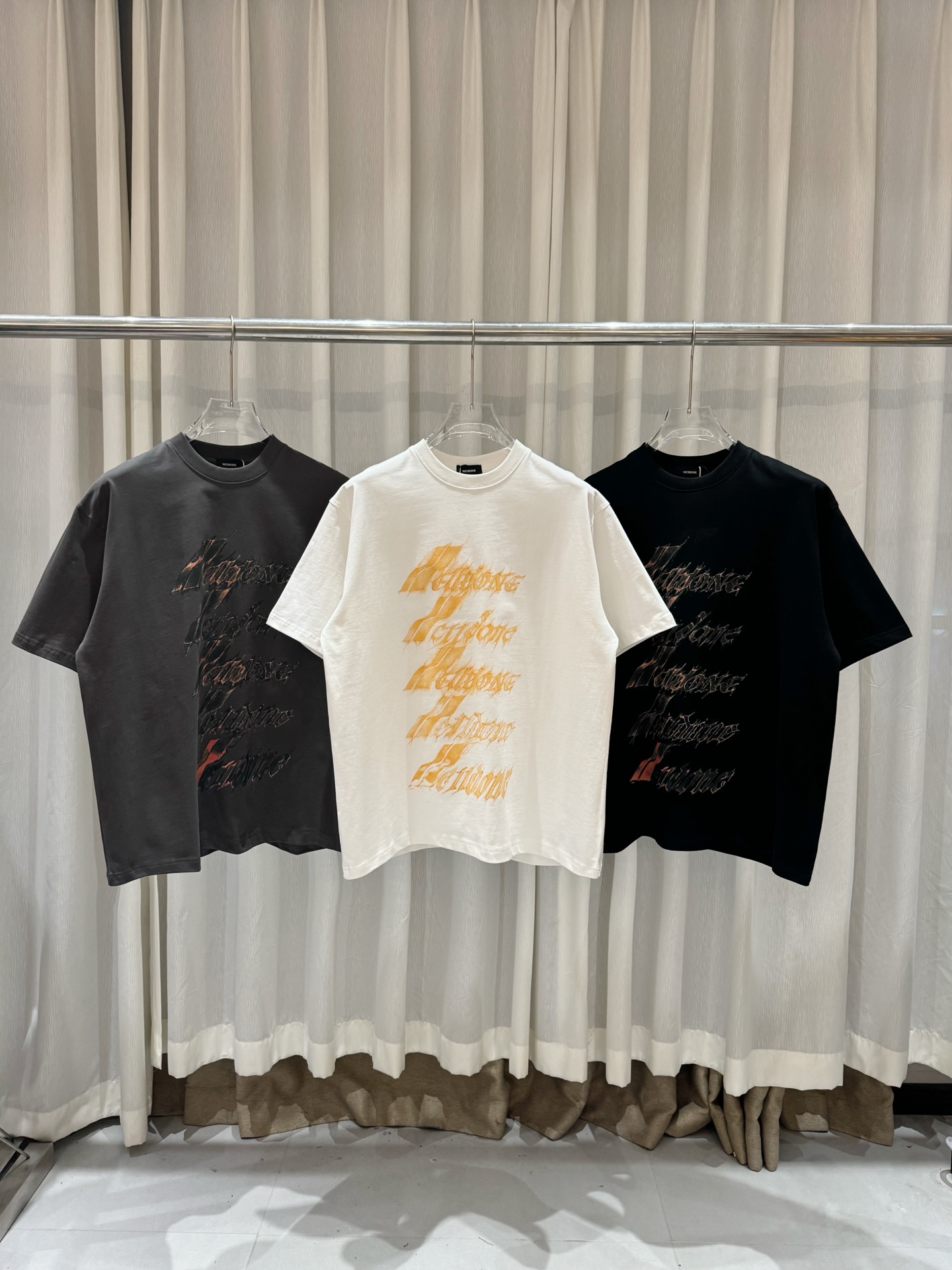 WE11DONE MOON 웰던 화염 LOGO 반팔 티셔츠 의류