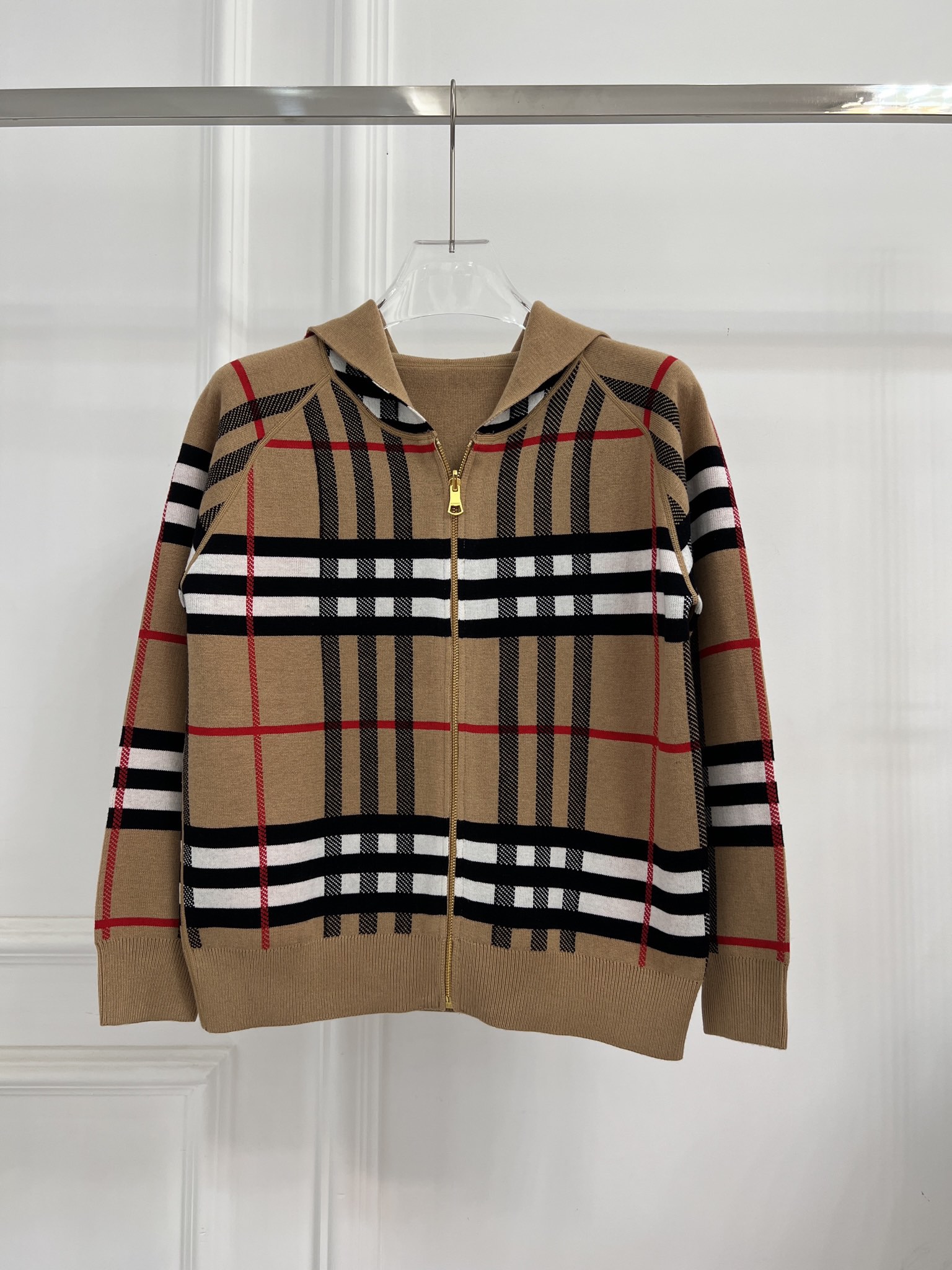 Burberry 버버리 클래식 체크 자카드 양면 가디건 후드 집업 재킷 의류