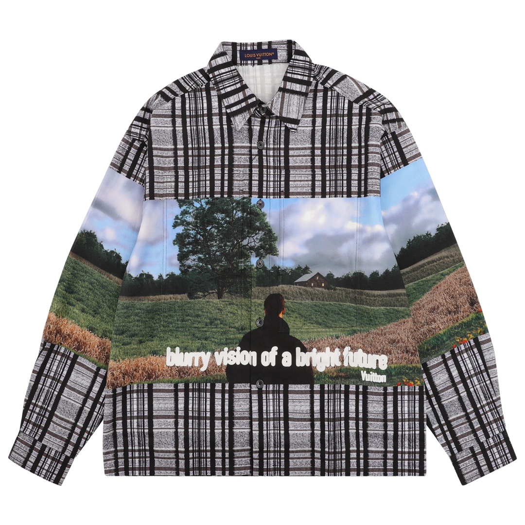 LV 루이비통 풍경 체크 롱 셔츠 의류