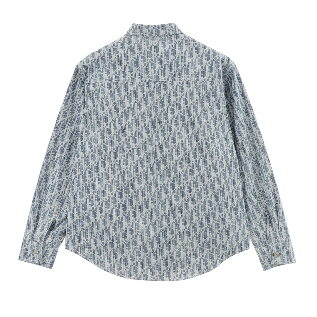 Dior CD 디올 올드 플라워 로고 자가드 긴팔 데님 셔츠 의류