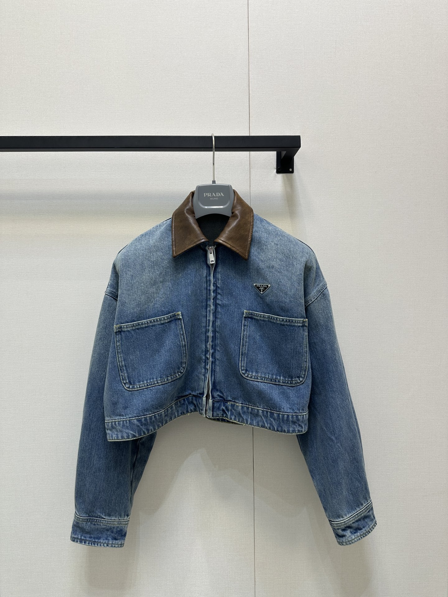 PRADA 프라다 가죽 배색 데님 재킷 의류