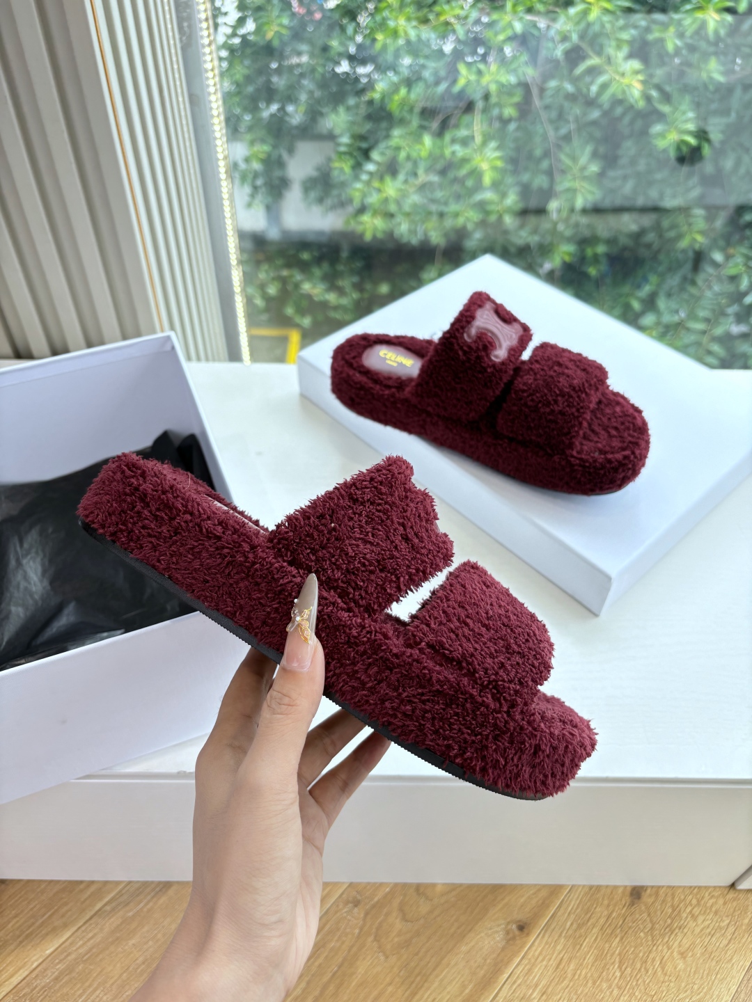 CELINE 셀린느 퍼 슬리퍼 신발