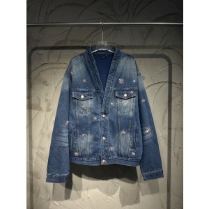 LOUIS VUITTON x NIGO LV 루이비통 벚꽃 크리스탈 V넥 데님 자켓 재킷 의류
