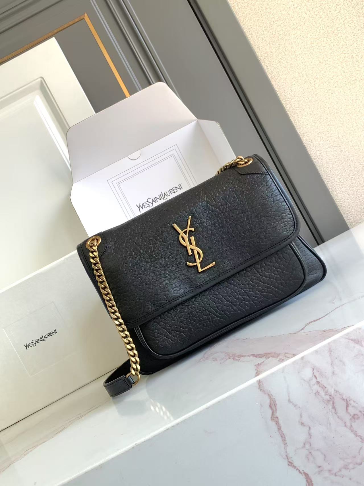 YSL NIKI 생로랑 미디엄 그레인 램스킨 백 가방