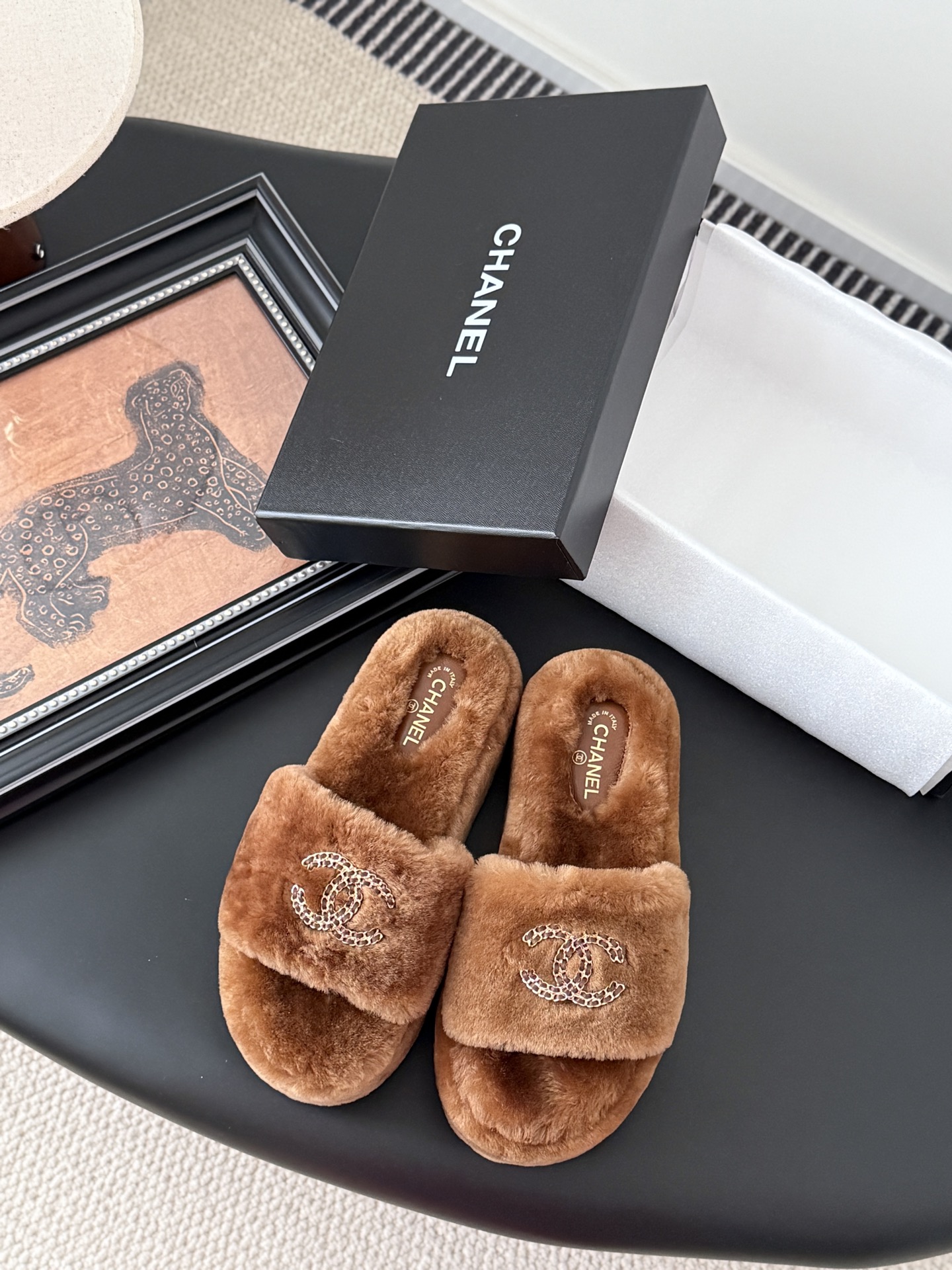 Chanel 샤넬 퍼 슬리퍼 신발