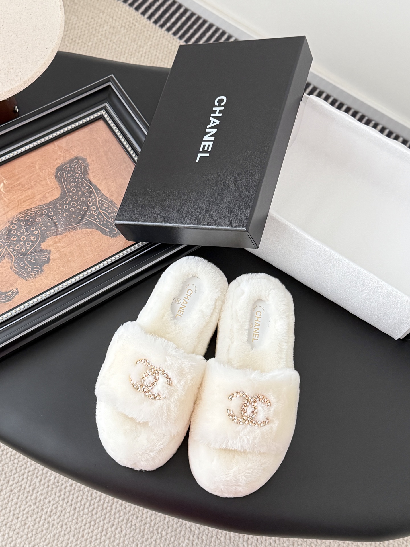 Chanel 샤넬 퍼 슬리퍼 신발