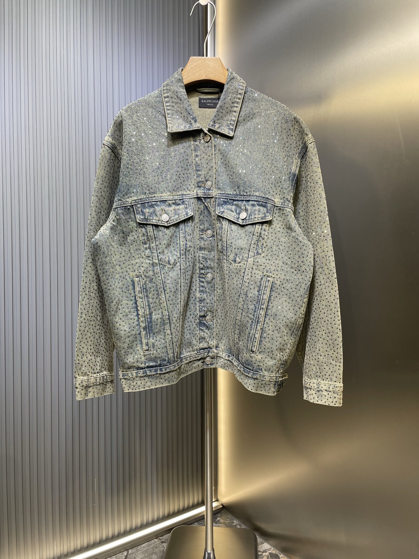 Balenciaga 발렌시아가 풀 크리스탈 워싱 데님 자켓 재킷 의류
