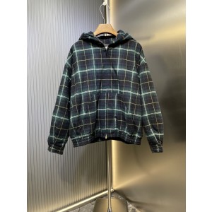 miumiu 미우미우 체크 자수 후드 집업 자켓 재킷 의류