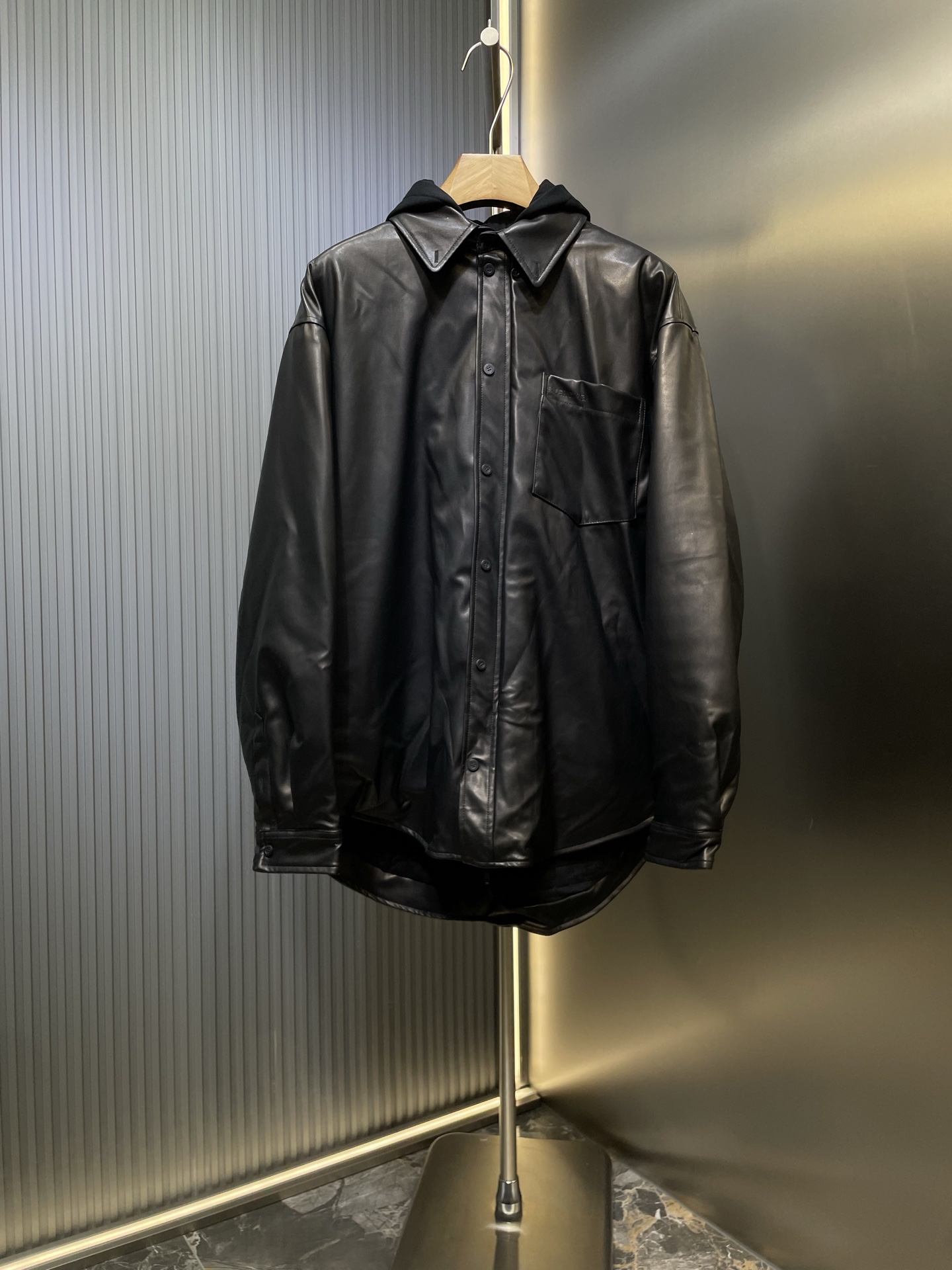 Balenciaga 발렌시아가 카라 지퍼 후드 가죽 재킷 자켓 의류