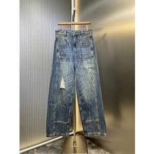 LV 루이비통 터쿼이즈 워시드 데님 카고 팬츠 청바지 의류