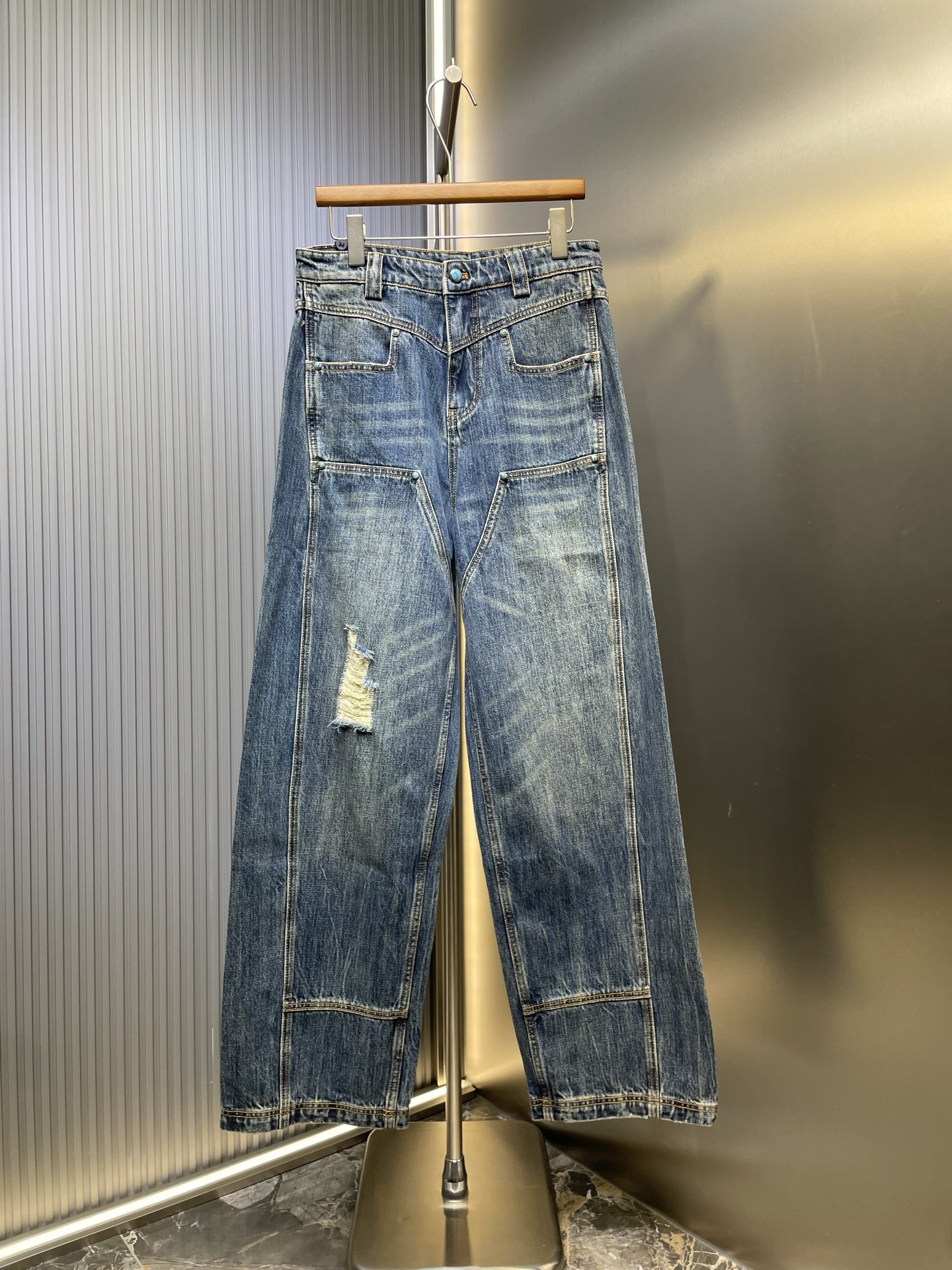 LV 루이비통 터쿼이즈 워시드 데님 카고 팬츠 청바지 의류