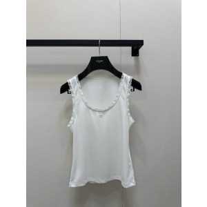 Celine 셀린느 화이트 레이스 민소매 나시 탑 의류