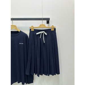 miumiu 미우미우 프리폴 자수 로고 플리츠 미디 스커트 치마 의류