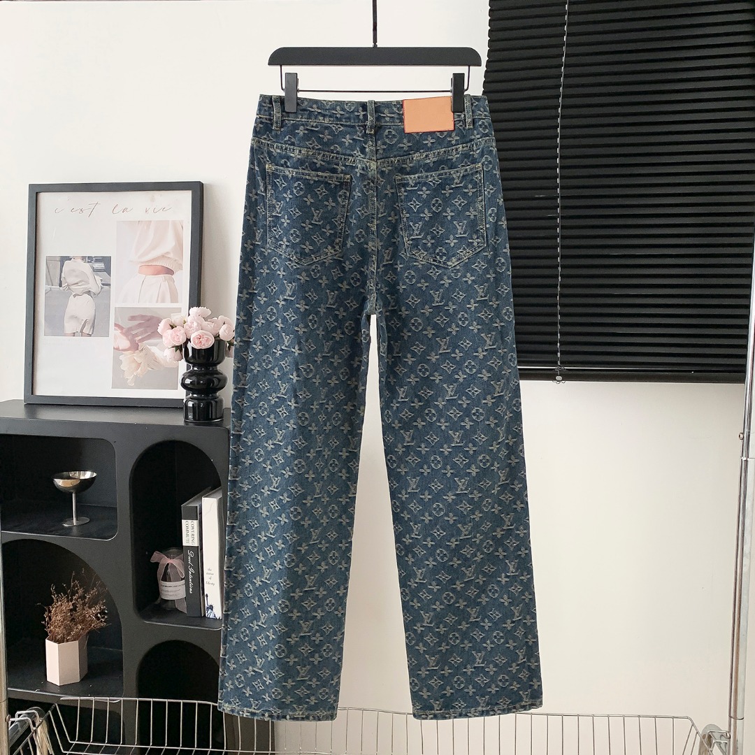Louis Vuitton LV 루이비통 올오버 자카드 밴딩 데님 팬츠 청바지 의류