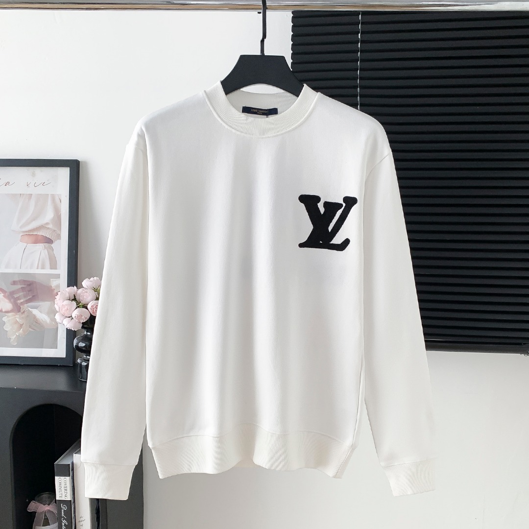 LV 루이비통 번아웃 타월 자수 레터링 라운드넥 맨투맨 티셔츠 의류