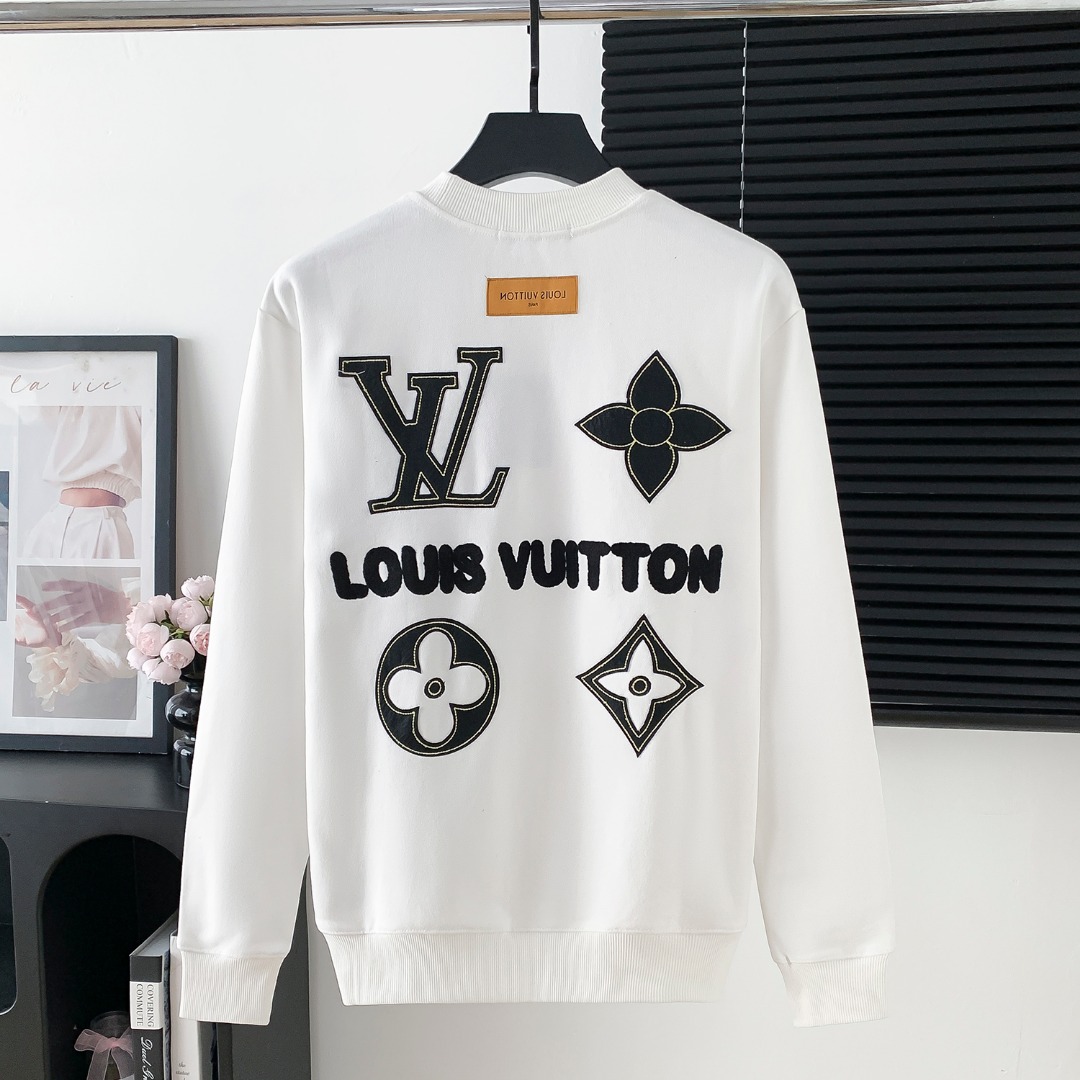 LV 루이비통 번아웃 타월 자수 레터링 라운드넥 맨투맨 티셔츠 의류