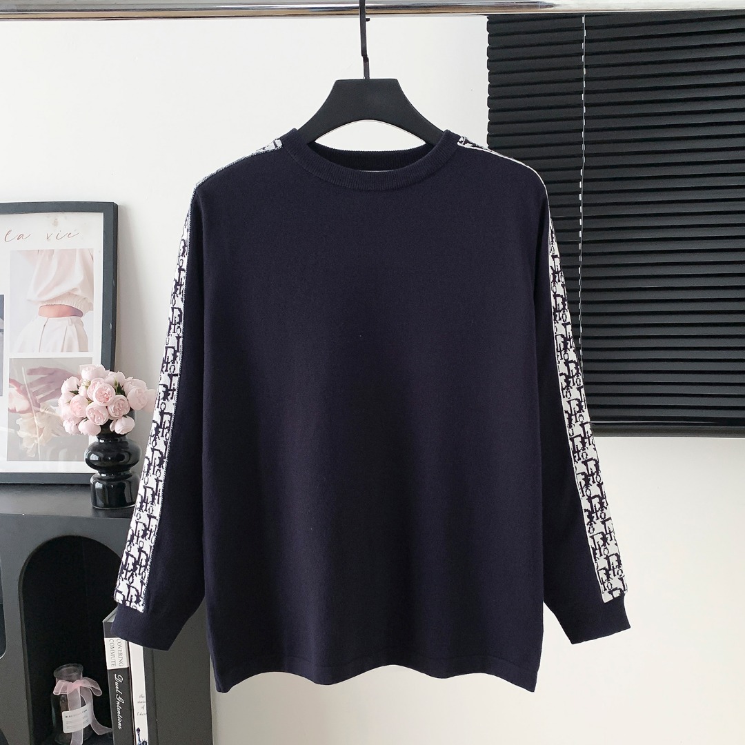 Dior CD 디올 로고 테이프 라운드넥 니트 의류