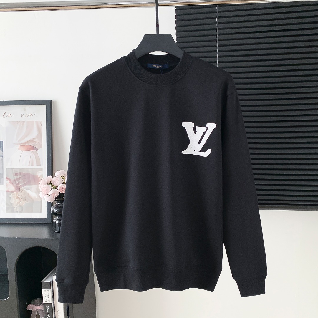 LV 루이비통 번아웃 타월 자수 레터링 라운드넥 맨투맨 티셔츠 의류