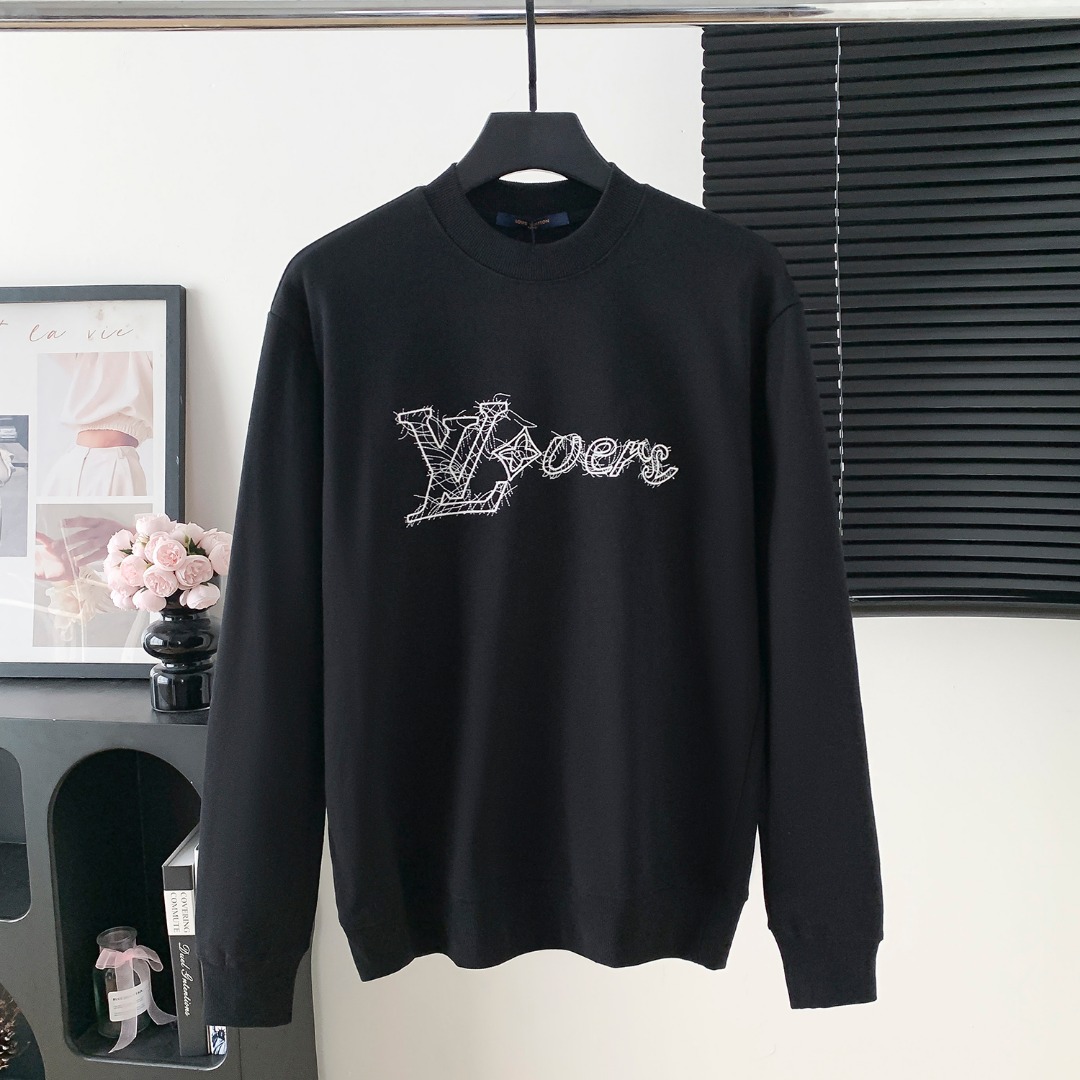 LV 루이비통 대형 로고 자수 라운드넥 맨투맨 티셔츠 의류