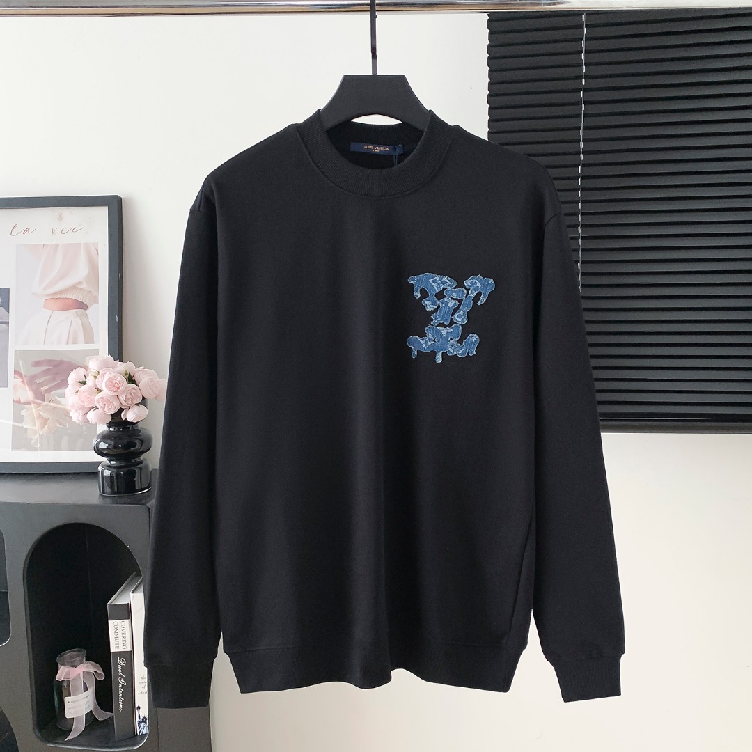 LV 루이비통 대형 로고 자수 라운드넥 맨투맨 티셔츠 의류