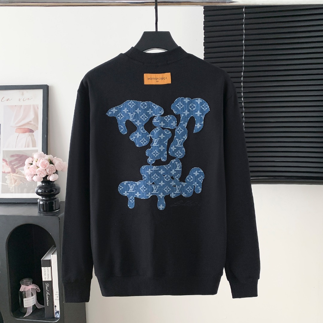 LV 루이비통 대형 로고 자수 라운드넥 맨투맨 티셔츠 의류