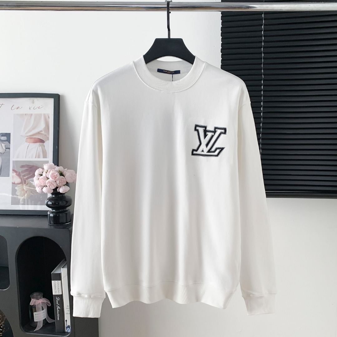 LV 루이비통 대형 로고 자수 라운드넥 맨투맨 티셔츠 의류